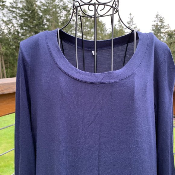 Navy Blue Long Sleeve T-Shirt Dress - Picture 2 of 7